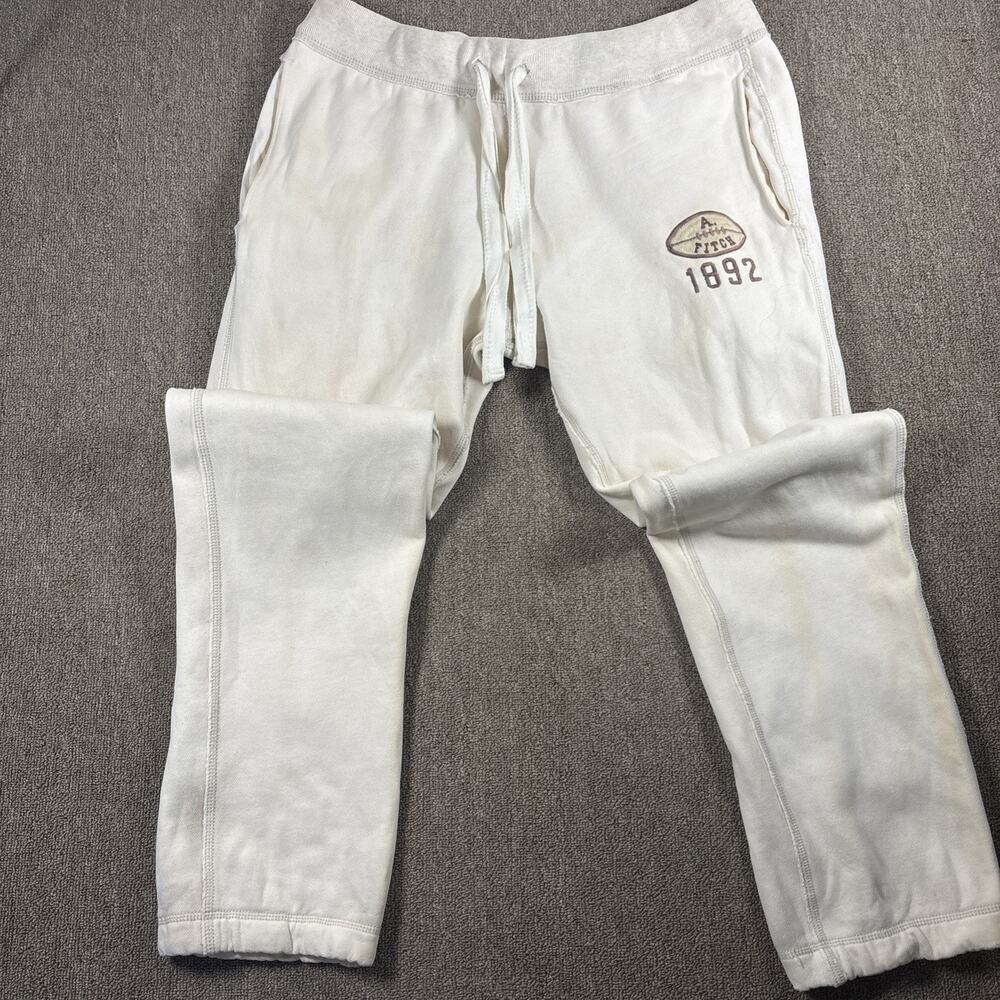 Abercrombie Fitch Men’s Sweatpants Ivory Y2K Medium Light Stains